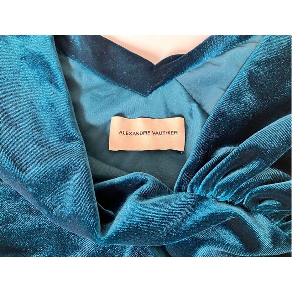 Alexandre Vauthier Velvet Mini Dress Emerald Green Size FR 40/ US 8 Holiday - Picture 6 of 7